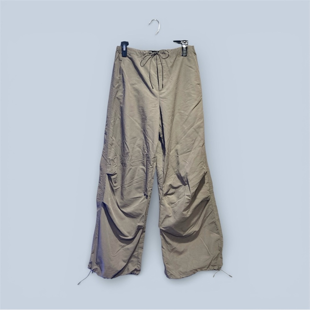 Zara Women’s Taupe High Waist Baggy Parachute Pants Size Small